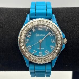 Silver & Blue Geneva Platinum Watch